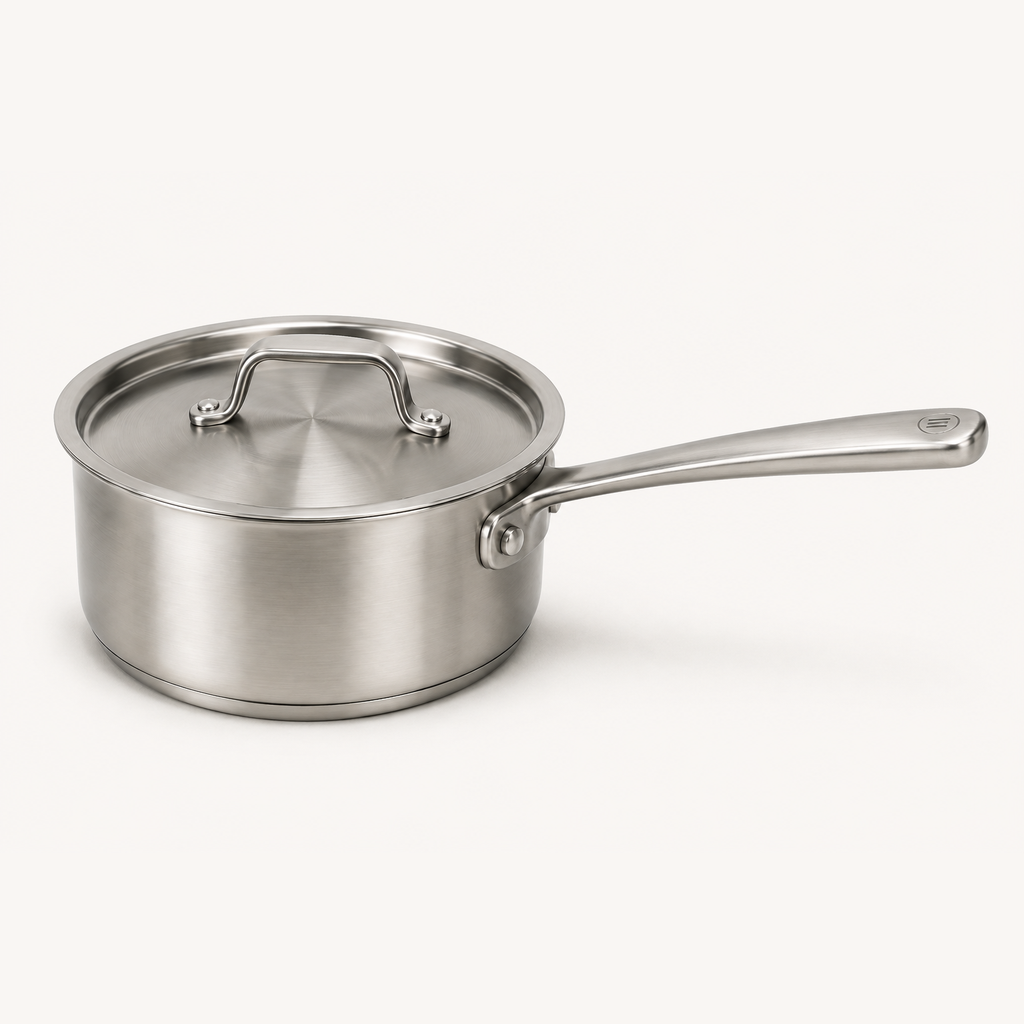 Bright Saucepan 2 qt in Steel, side view