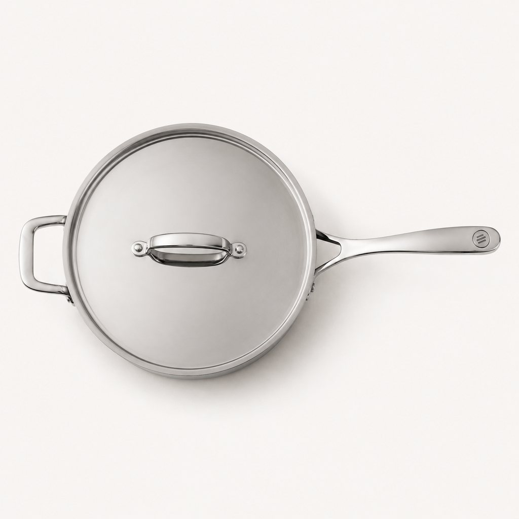 Bright Saute Pan 3 qt in Steel, top view