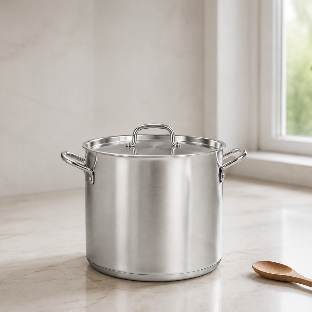 Bright Stockpot 8 qt in Steel, lifestyle view