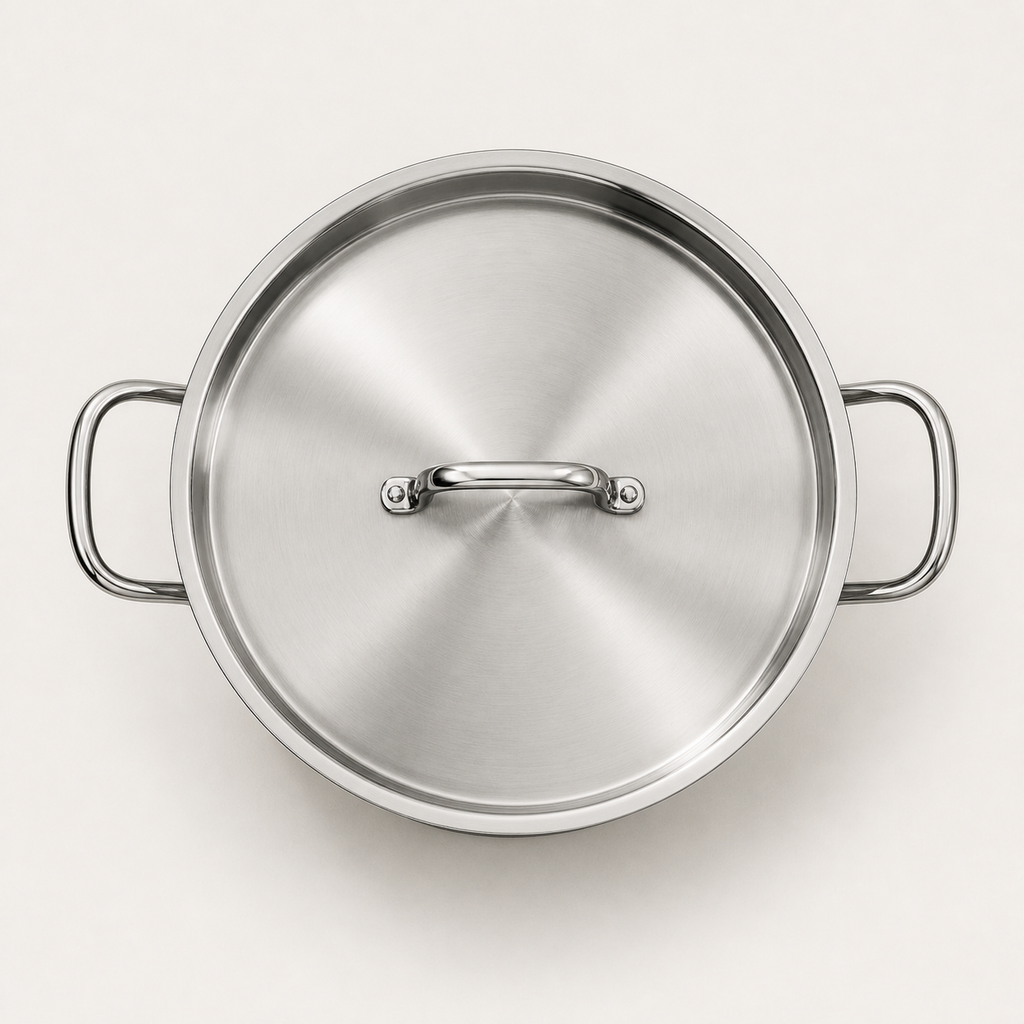 Bright Stockpot 8 qt in Steel, top view