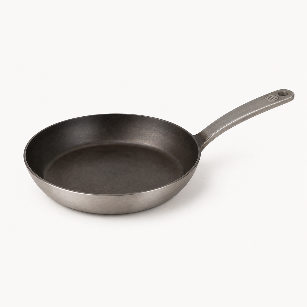 Forge Skillet 10 in in Steel, three-quarter view