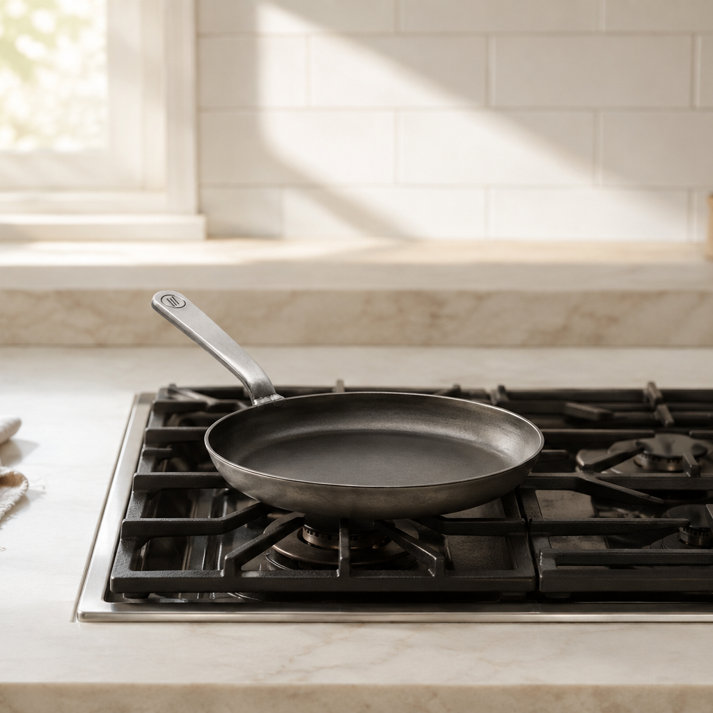 Forge Skillet 8 in in Steel, lifestyle view