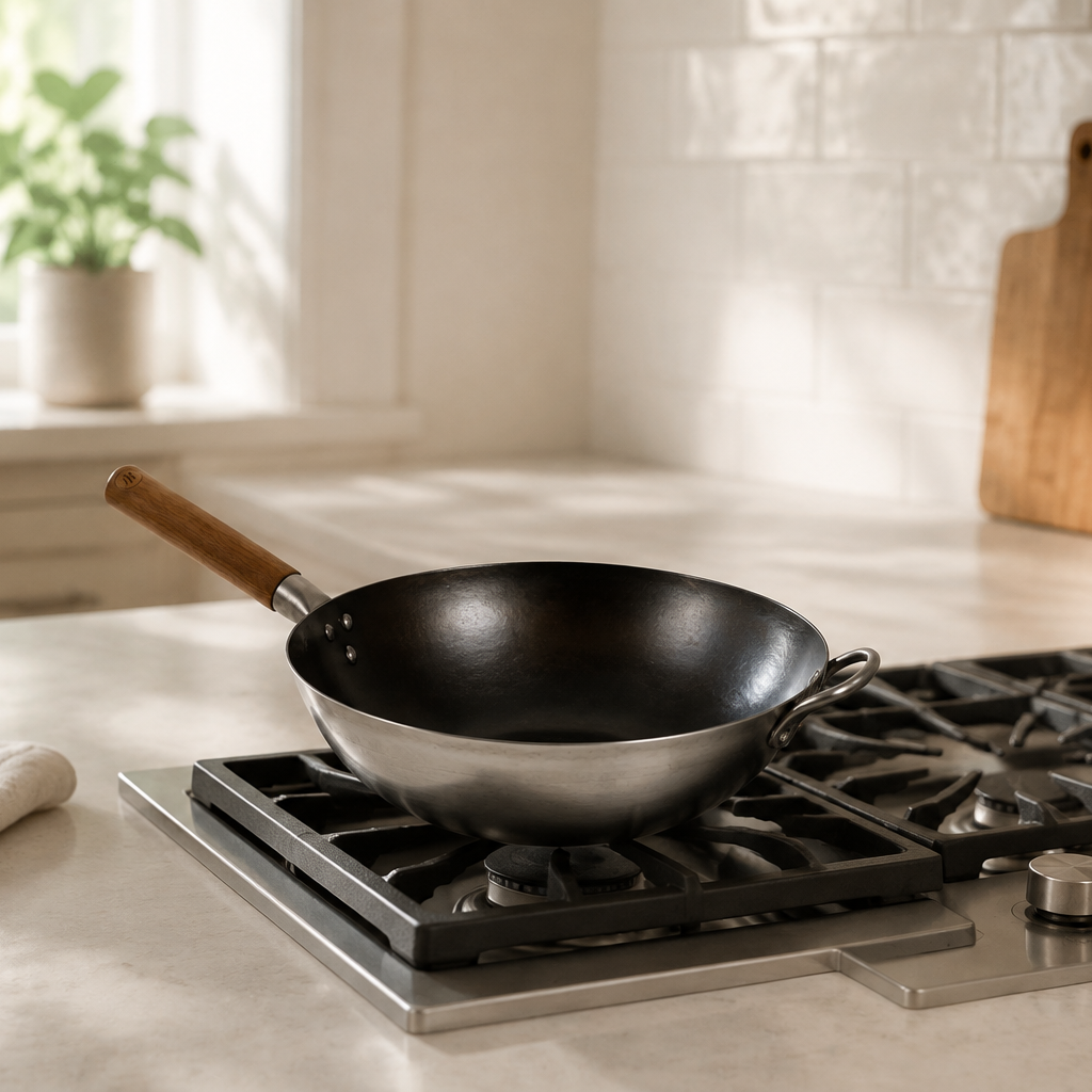 Forge Wok 12 in in Steel, lifestyle view