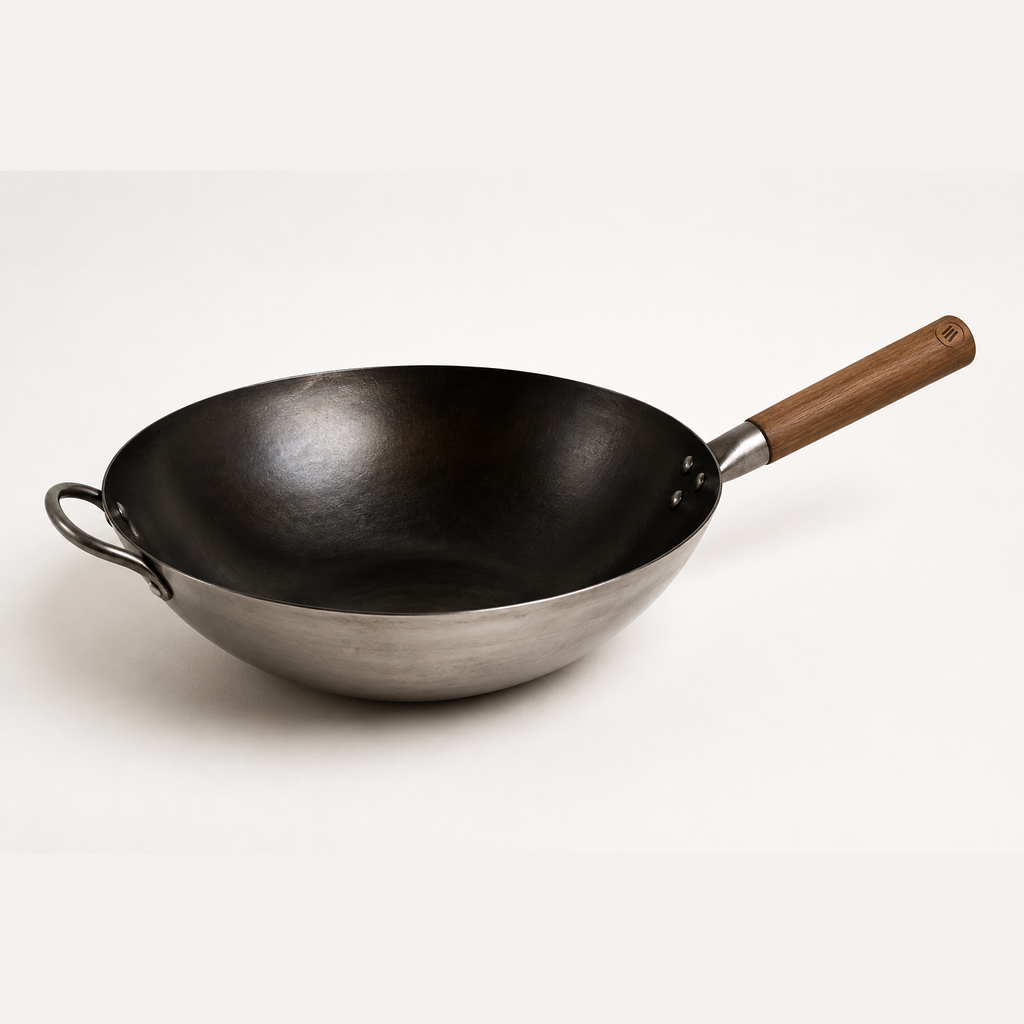 Forge Wok 12 in in Steel, three-quarter view