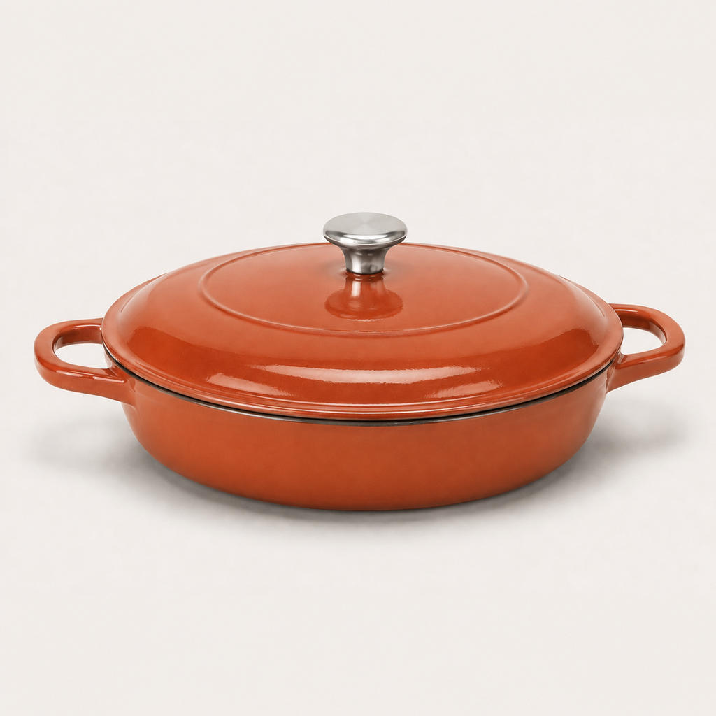 Hearth Braiser 3.5 qt in Clay, three-quarter view