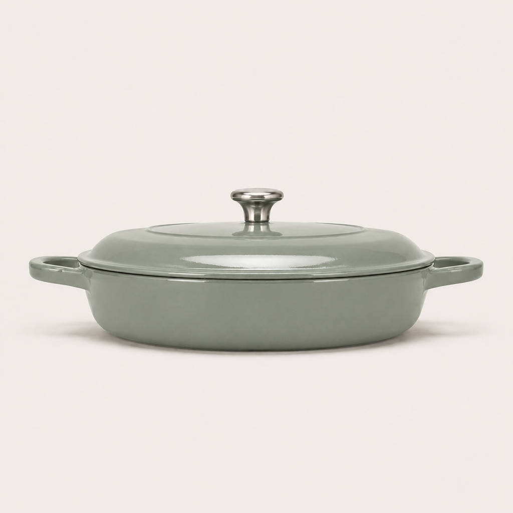 Hearth Braiser 3.5 qt in Sage, side view