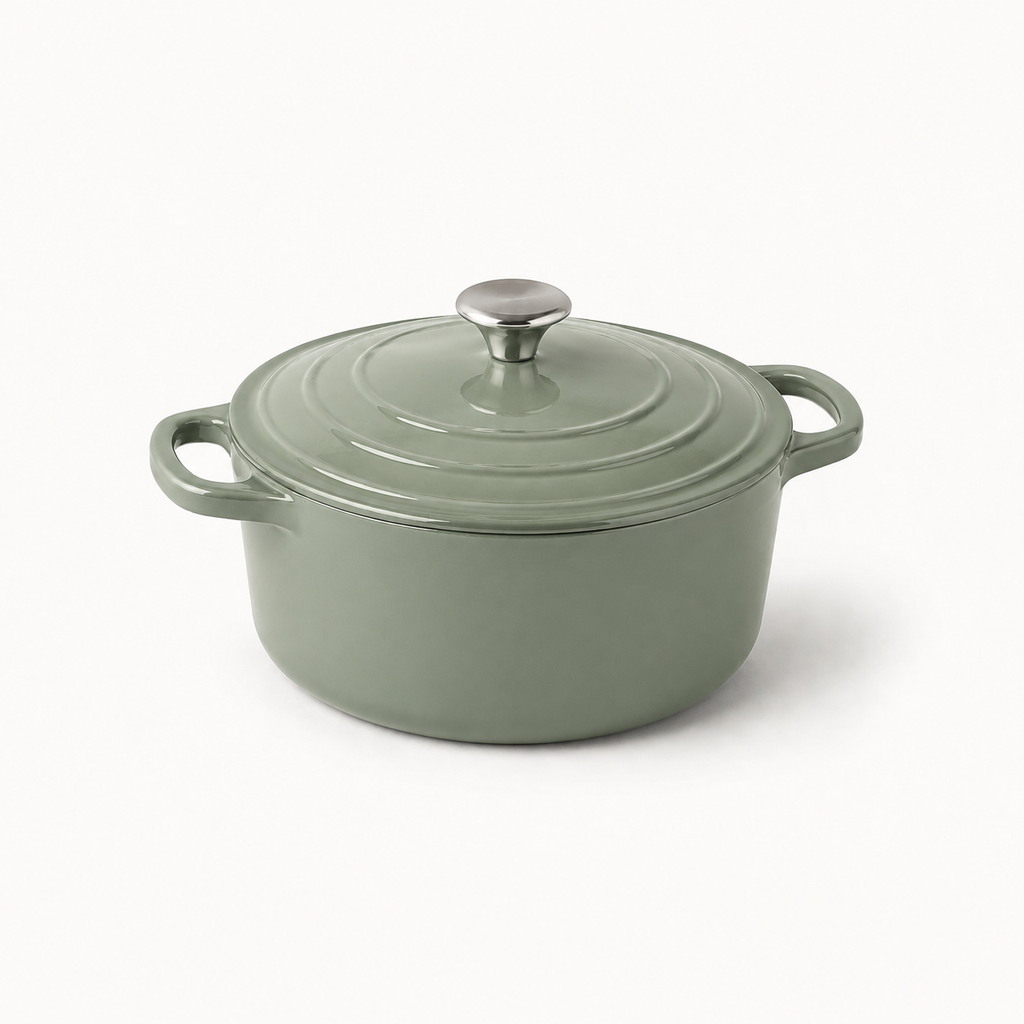 Hearth Dutch Oven 5.5 qt in Sage, three-quarter view