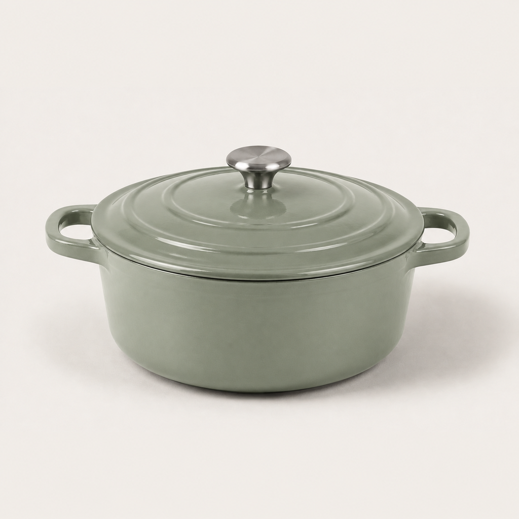 Hearth Dutch Oven 7.5 qt in Sage, three-quarter view